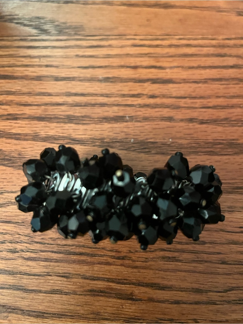 Black Faceted Bead Stretchy Bracelet